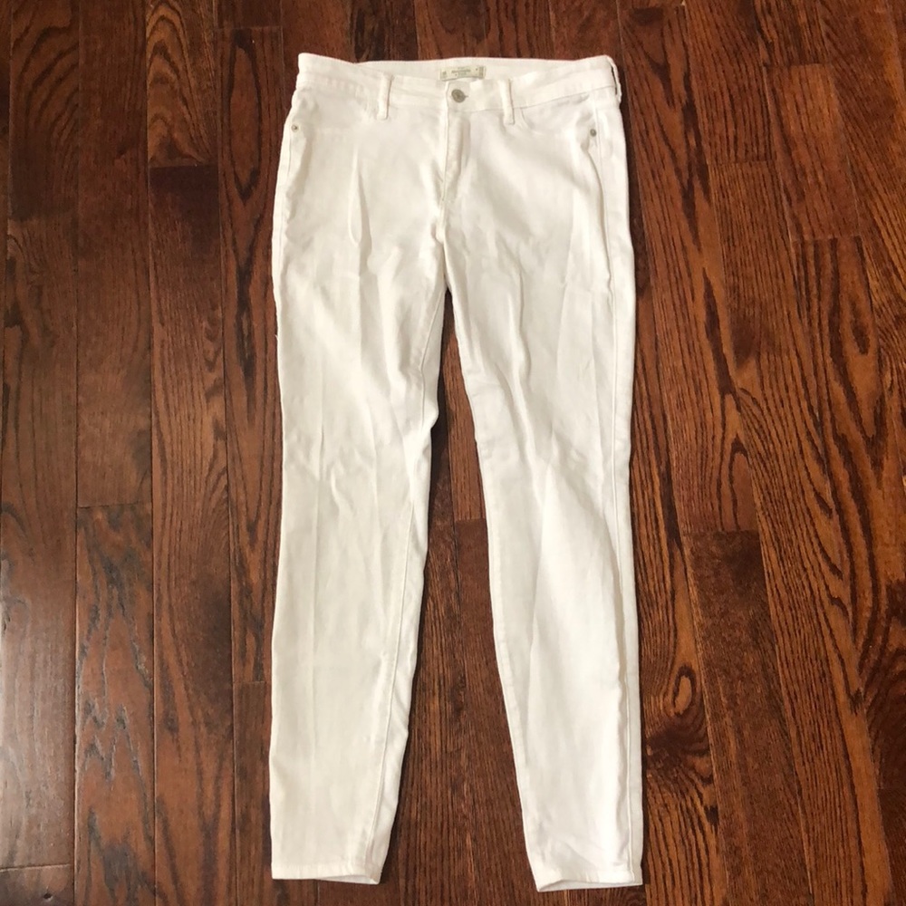 Low rise white skinny jeans